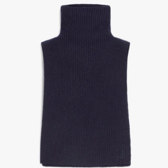 MAX MARA Ribbed Cashmere Balaclava Collar Poncho in Navy NWOT One Size - Picture 11 of 12